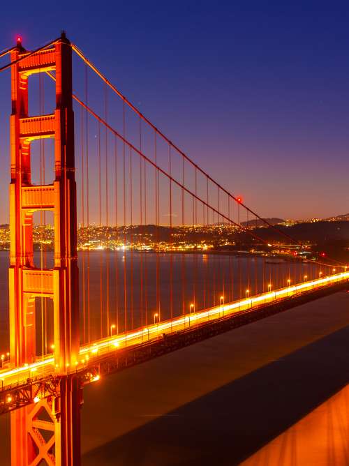 Golden Gate Bridge at night; Shutterstock ID 159007826