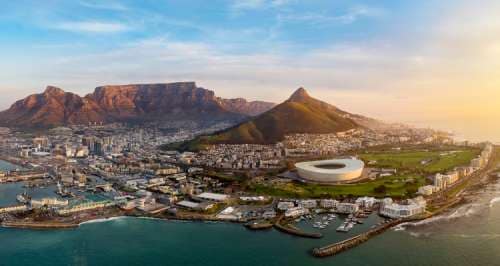 Cape Town and Table Mountain at sunset, South Africa